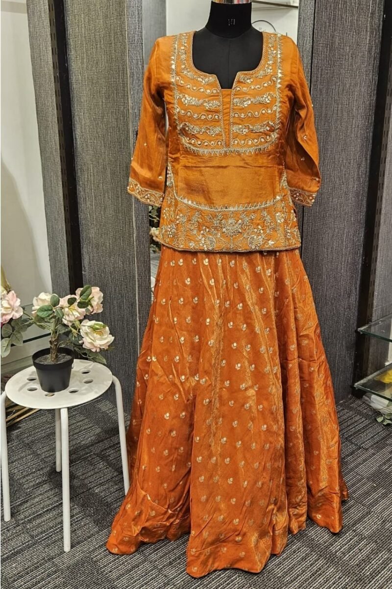 Shimmering Banarasi Ghaghra Set With Handwork