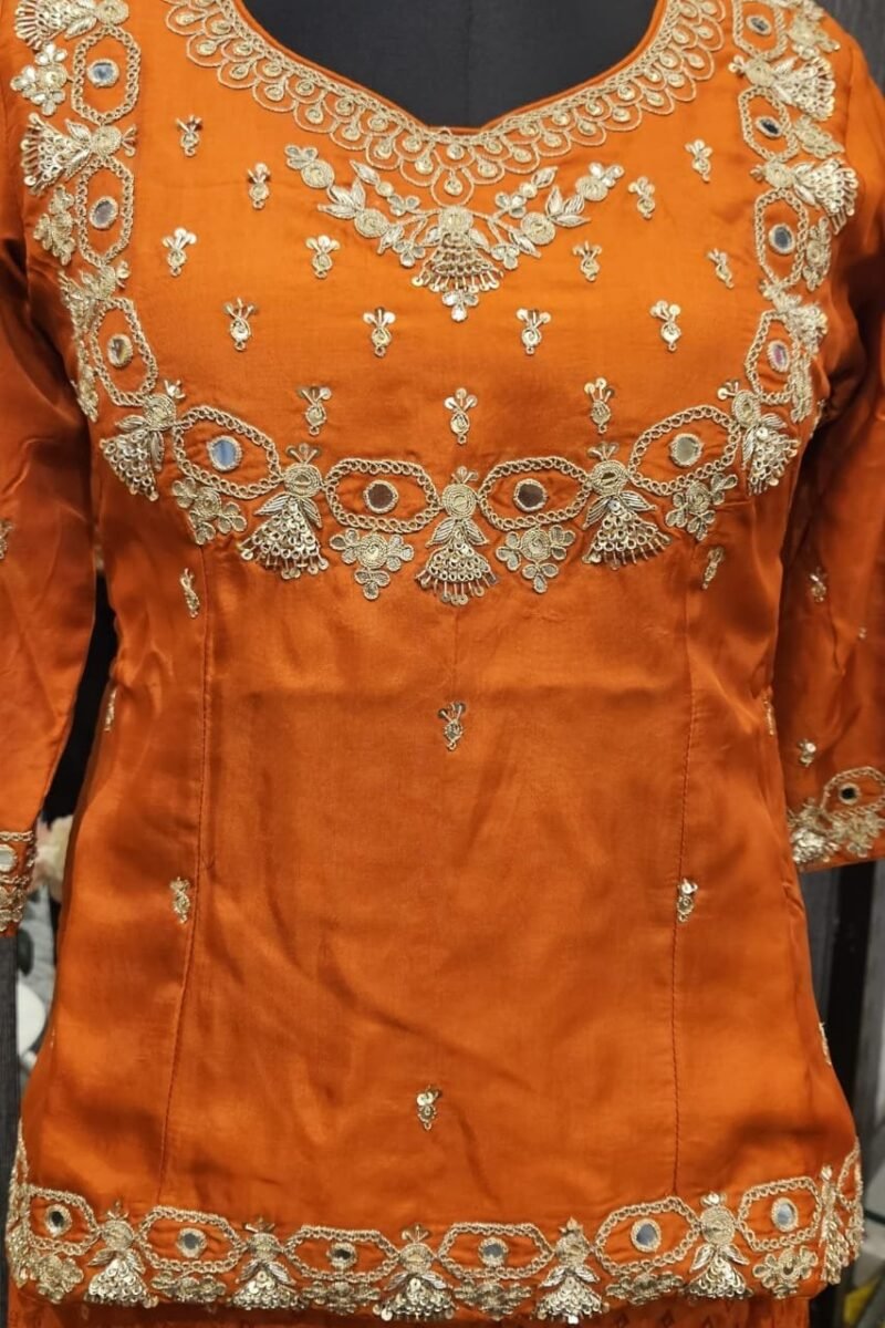 Kurti Palazzo Set With Handwork - Image 3