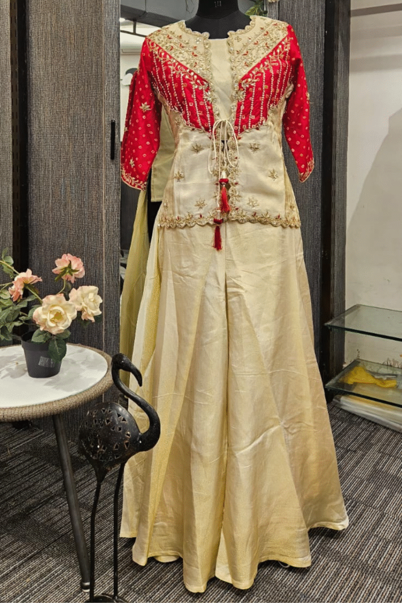 Jacket Set With Traditional Gotta And Pearl Work - Image 5