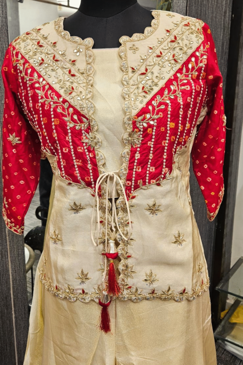 Jacket Set With Traditional Gotta And Pearl Work - Image 4
