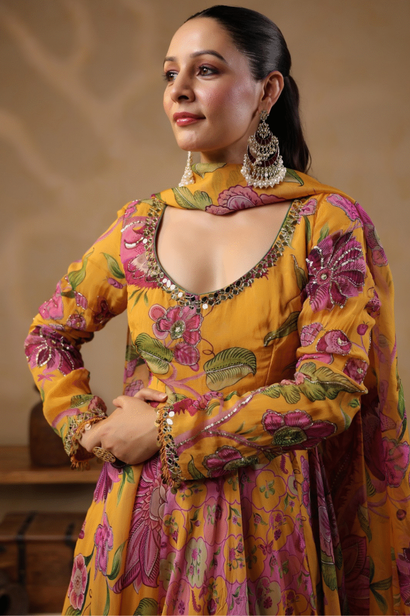 Printed Gown Highlighted With Sequence Embellishments - Image 5