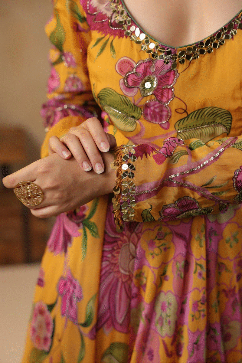 Printed Gown Highlighted With Sequence Embellishments - Image 6