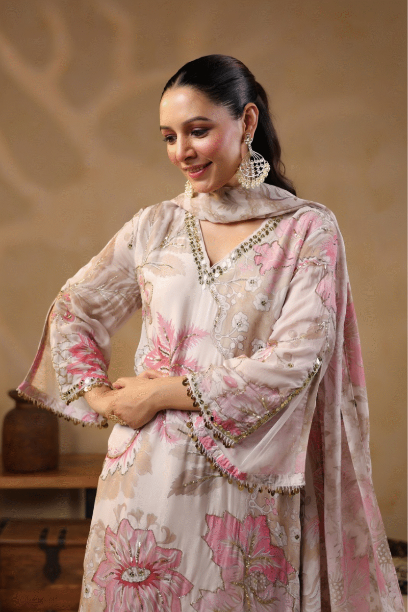 Dusty Pink  Floral Print PlazzoSuit - Image 5