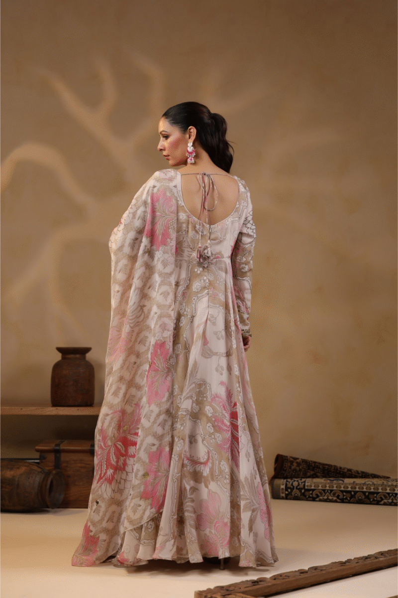 Dusty Pink Gown With Handwork - Image 2