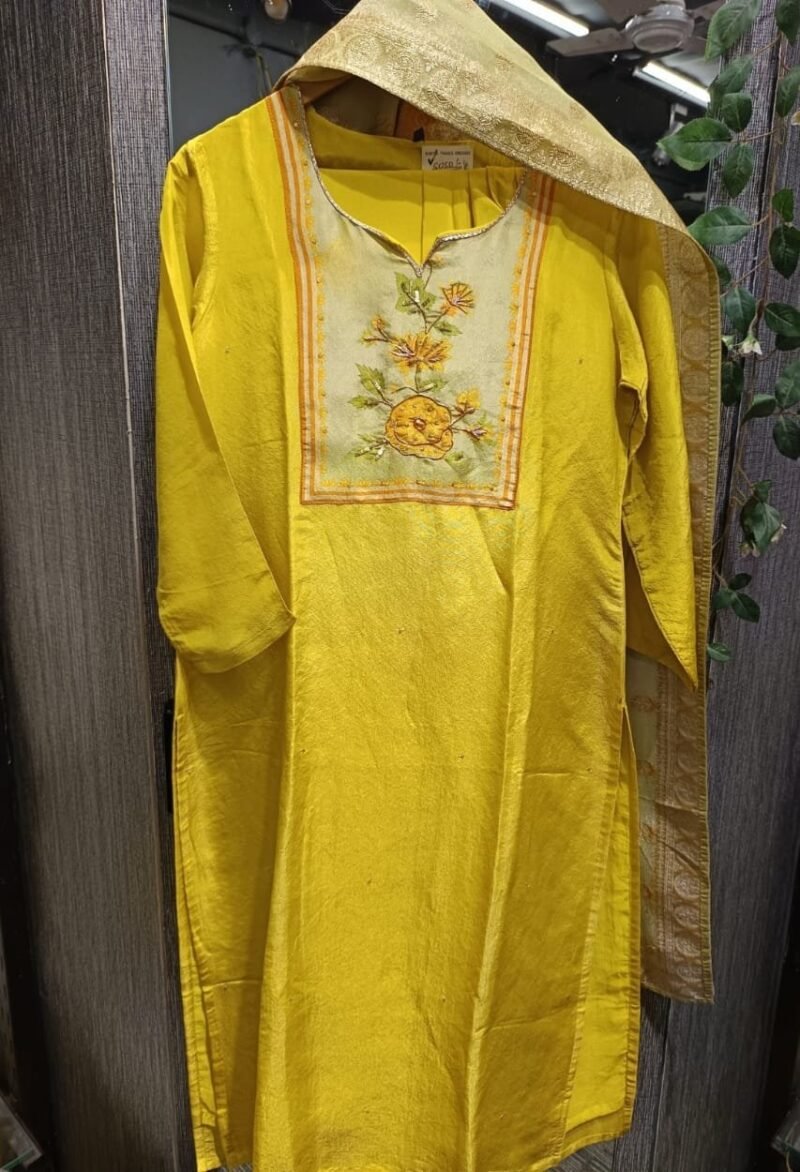 Yellow Silk Kurta Set - Image 2