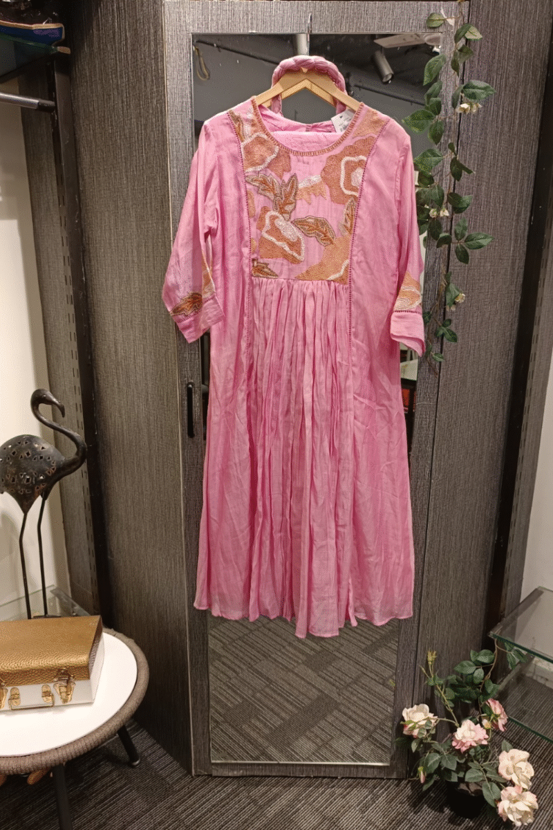 Baby Pink Mal Chanderi Kurta Set