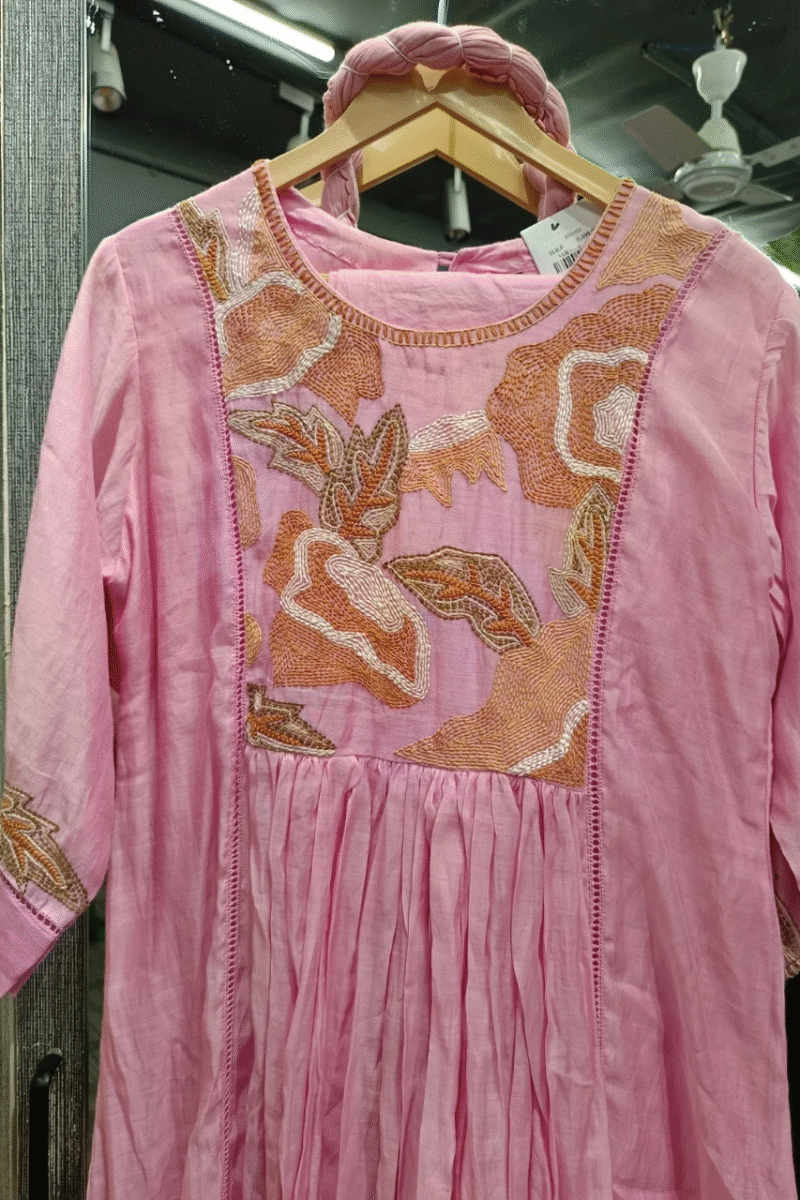 Baby Pink Mal Chanderi Kurta Set - Image 2
