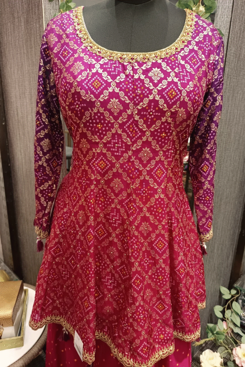 Heavy Banarasi Plazo Suit With Zardoshi Border Work - Image 2