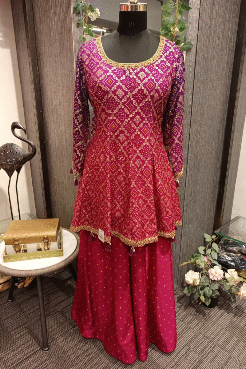 Heavy Banarasi Plazo Suit With Zardoshi Border Work