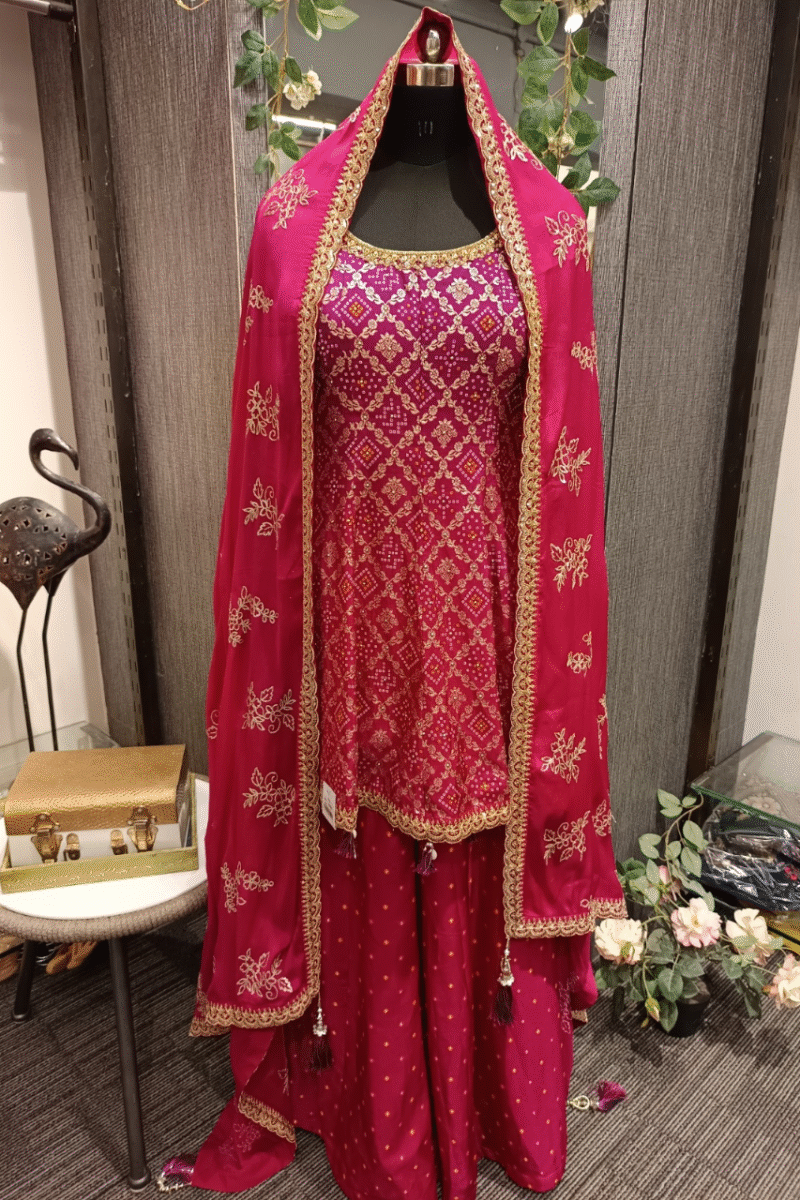 Heavy Banarasi Plazo Suit With Zardoshi Border Work - Image 3