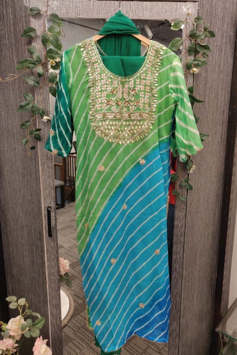 Traditional Lehriya Kurti With Gotta Work - Image 2