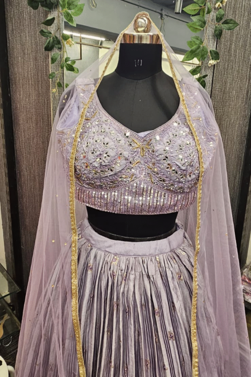 Lavender Ombre Ghaghra With Handworked Blouse - Image 3