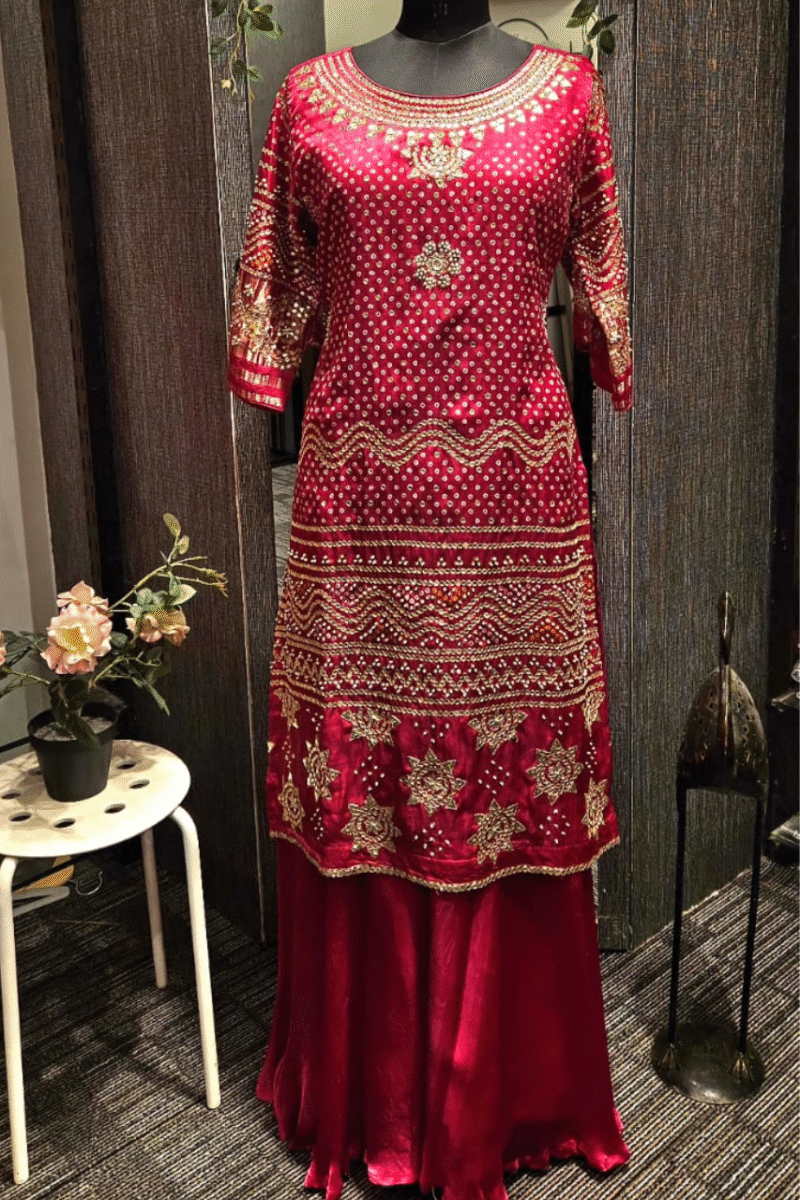 Heavy Bandhej Kurti With Gotta Work - Image 3