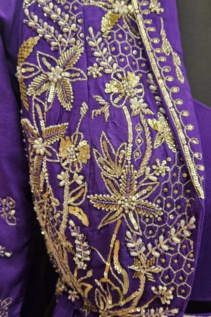 Purple Indo-Western Drape Skirt With Jacket - Image 3