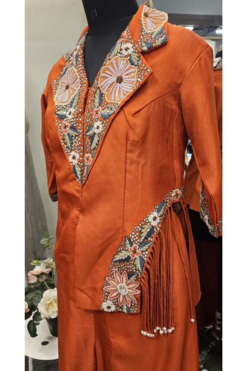 Premium Silk Cord Set With Handwork - Image 3