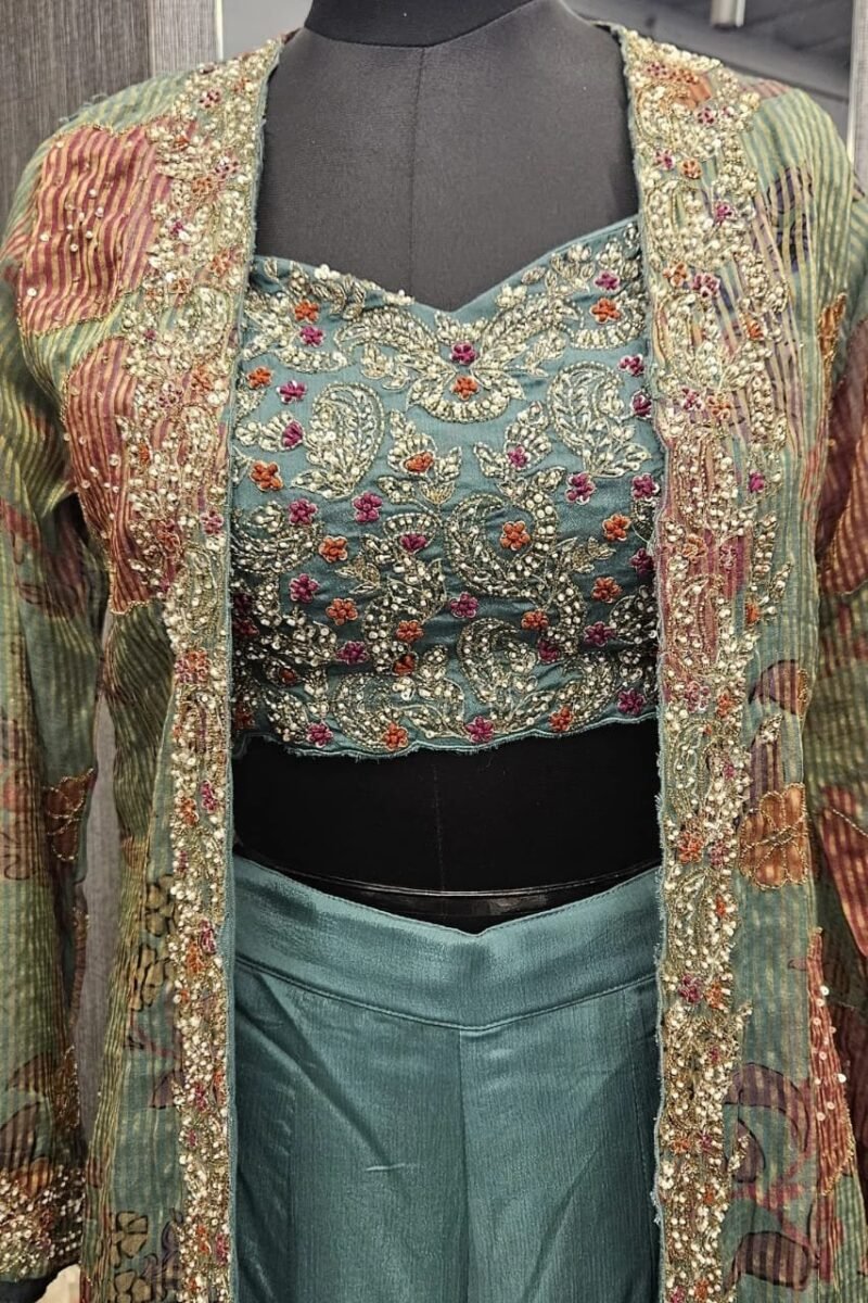 Long Jacket With Plazzo Pant - Image 2