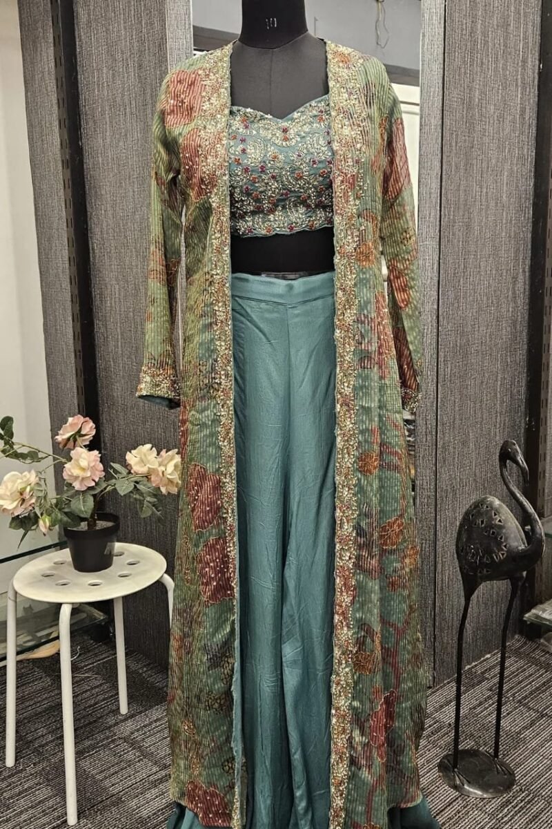Long Jacket With Plazzo Pant