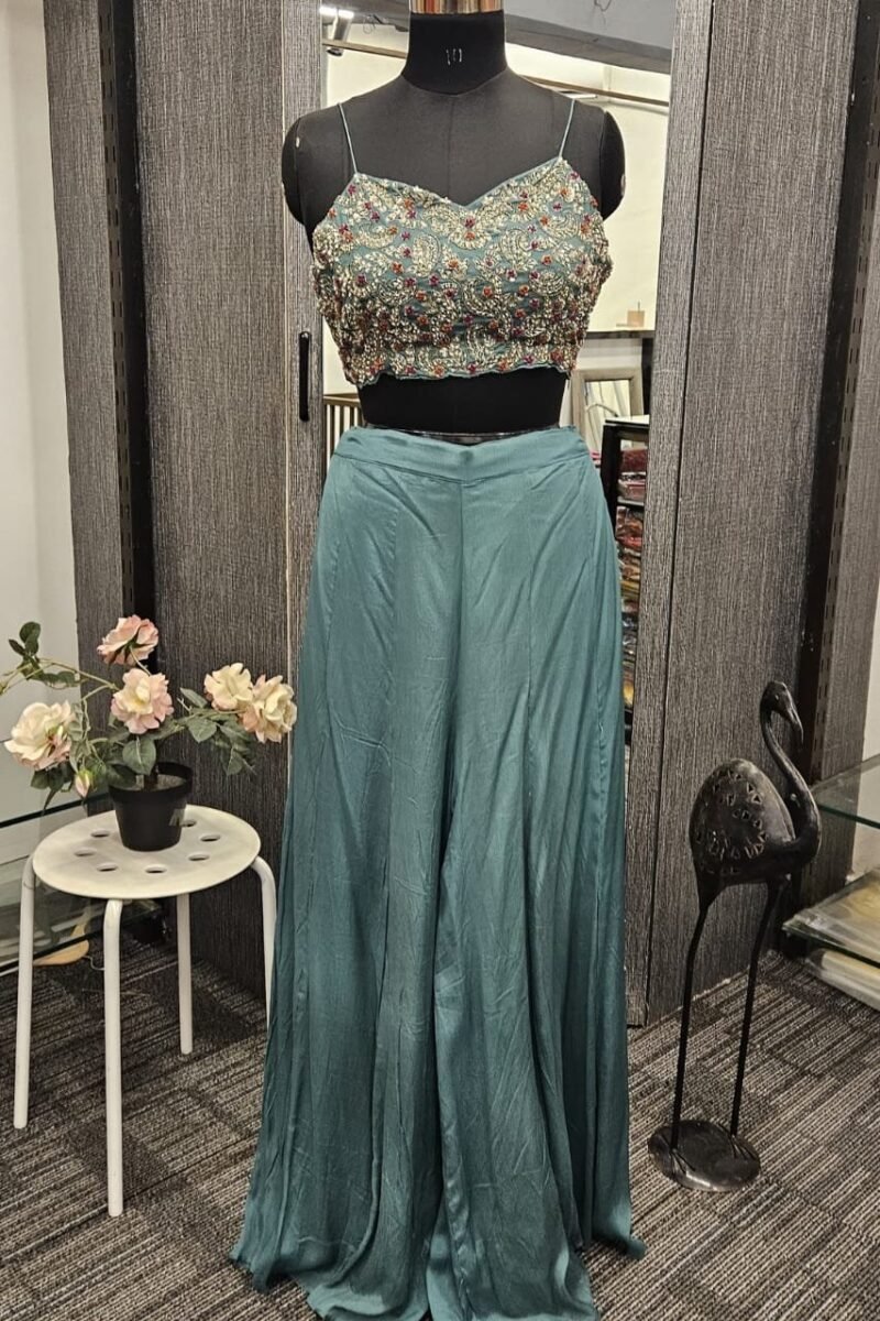Long Jacket With Plazzo Pant - Image 3