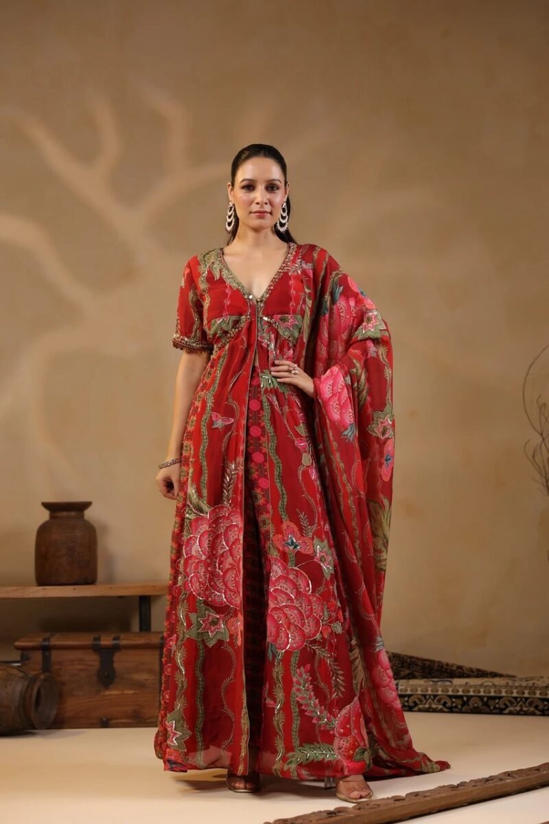 Printed Dress Highlighted With Sequence Embellishments - Image 3