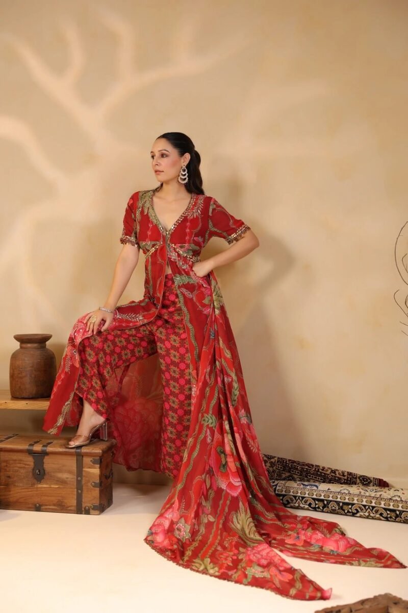 Printed Dress Highlighted With Sequence Embellishments