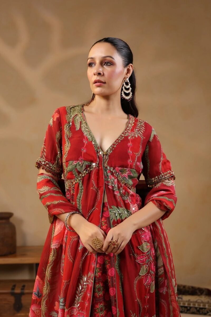 Printed Dress Highlighted With Sequence Embellishments - Image 5