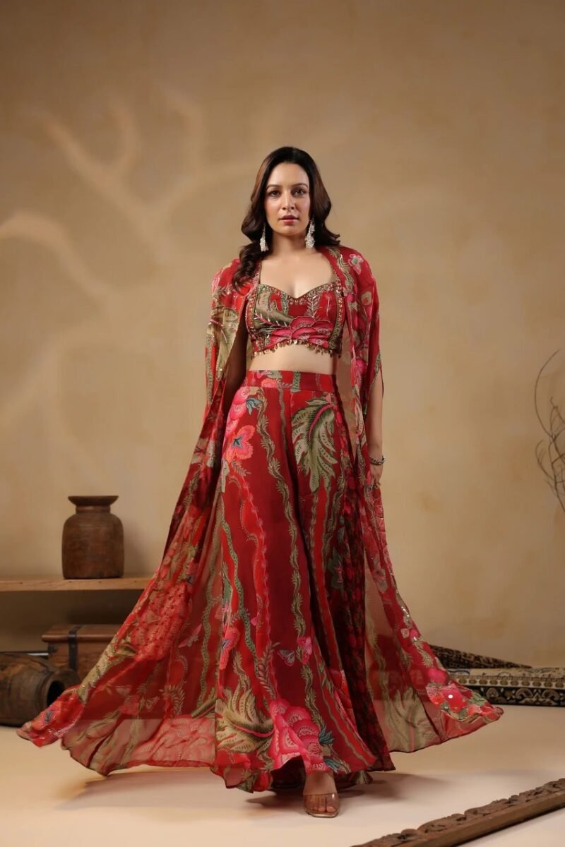 Printed Indo-Western Highlighted With Sequence Embellishments - Image 4