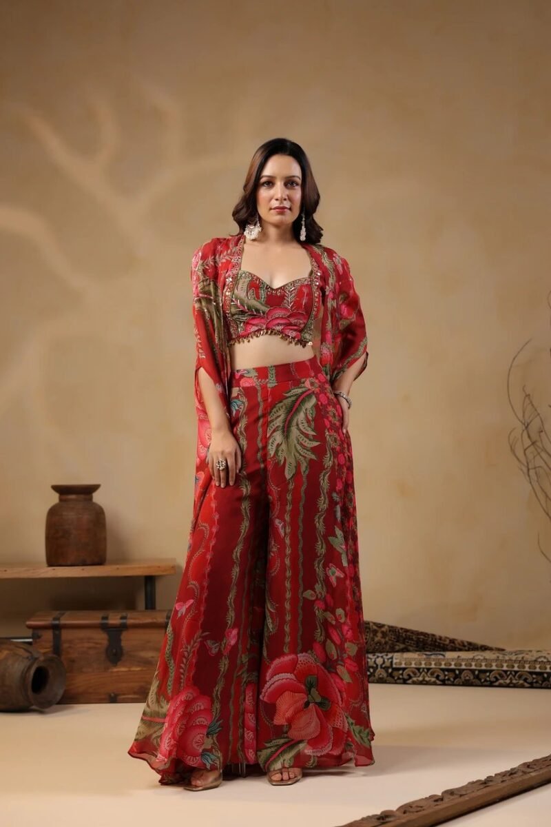 Printed Indo-Western Highlighted With Sequence Embellishments
