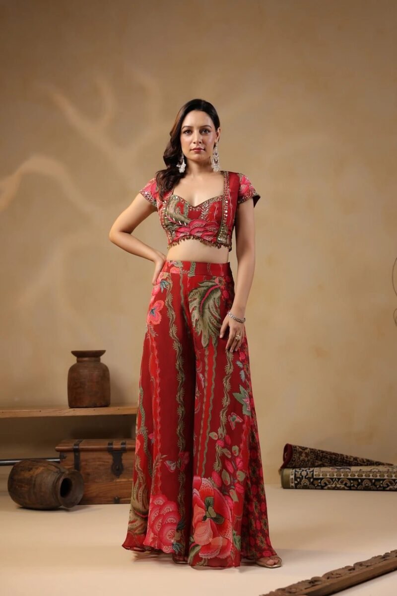 Printed Indo-Western Highlighted With Sequence Embellishments - Image 5