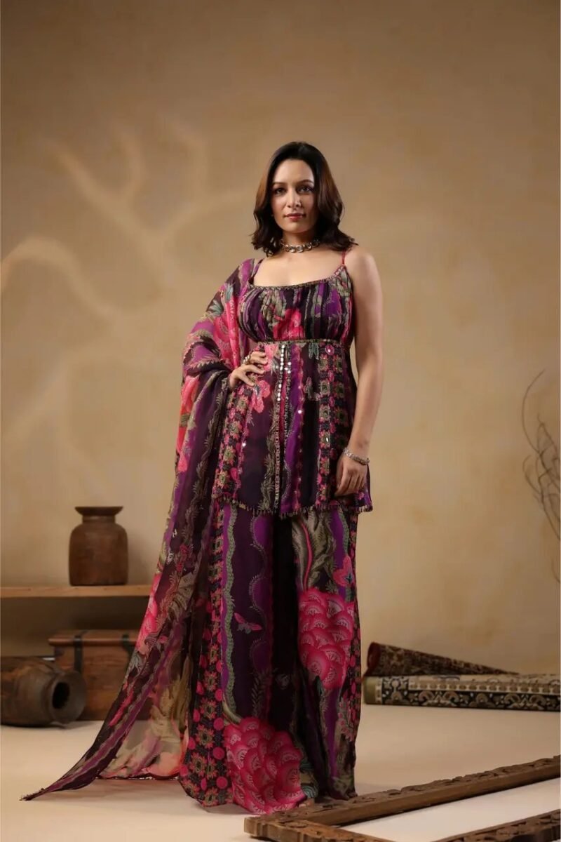 Printed Indo-Western Highlighted With Sequence Embellishments - Image 3