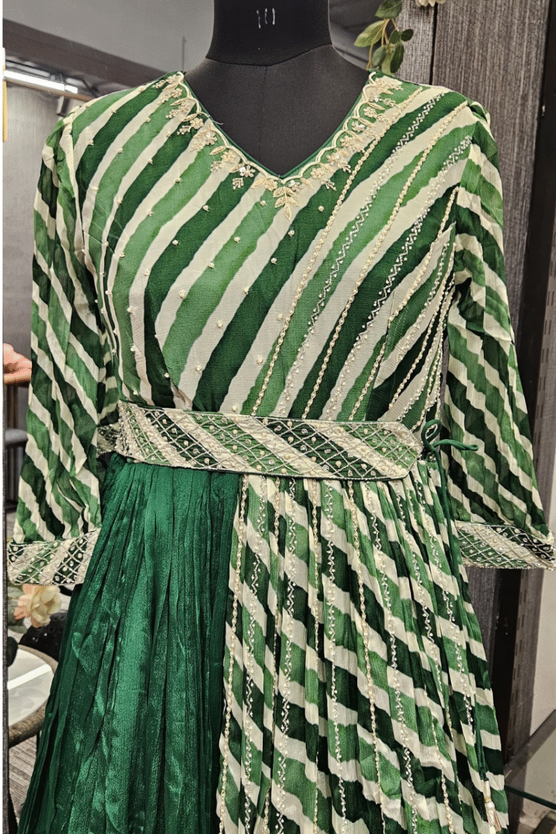 Lehriya Gown With Zardoshi And Pearl Work - Image 2