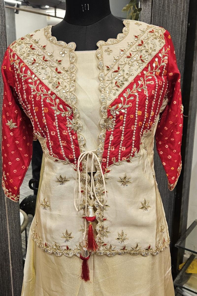 Jacket Set With Traditional Gotta And Pearl Work - Image 2