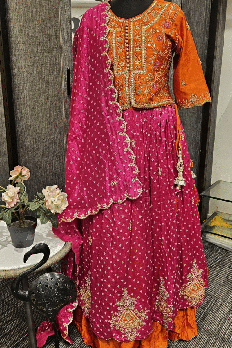 Kurti Lehenga Set With Gotta And Pearl Work