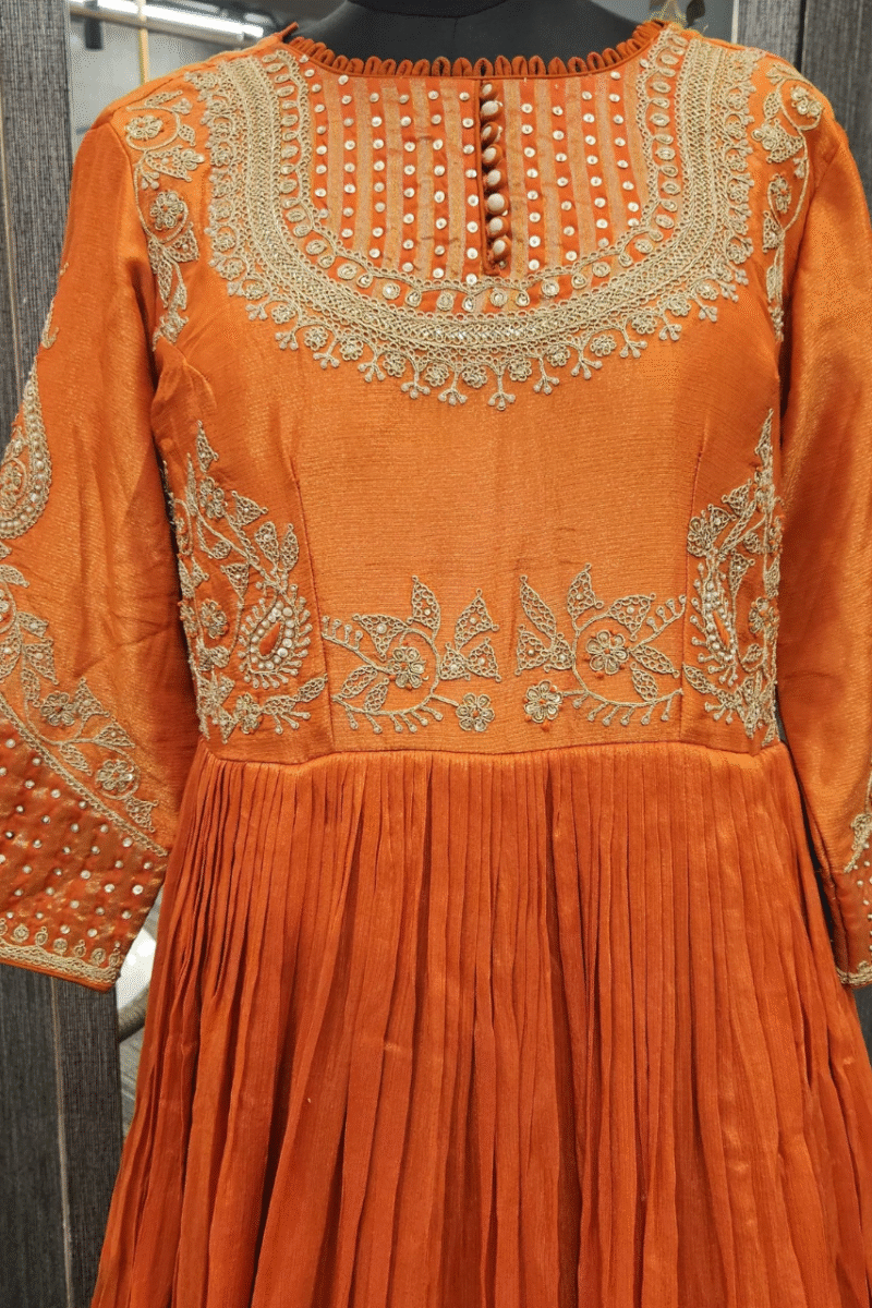 Elegant Tissue Gown With Pearl And Zari Work - Image 2