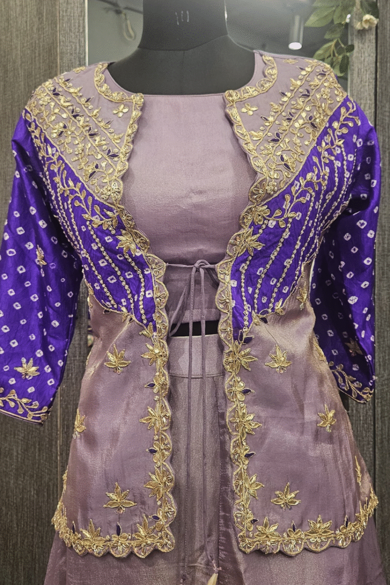 Jacket Set With Traditional Gotta And Pearl Work - Image 2
