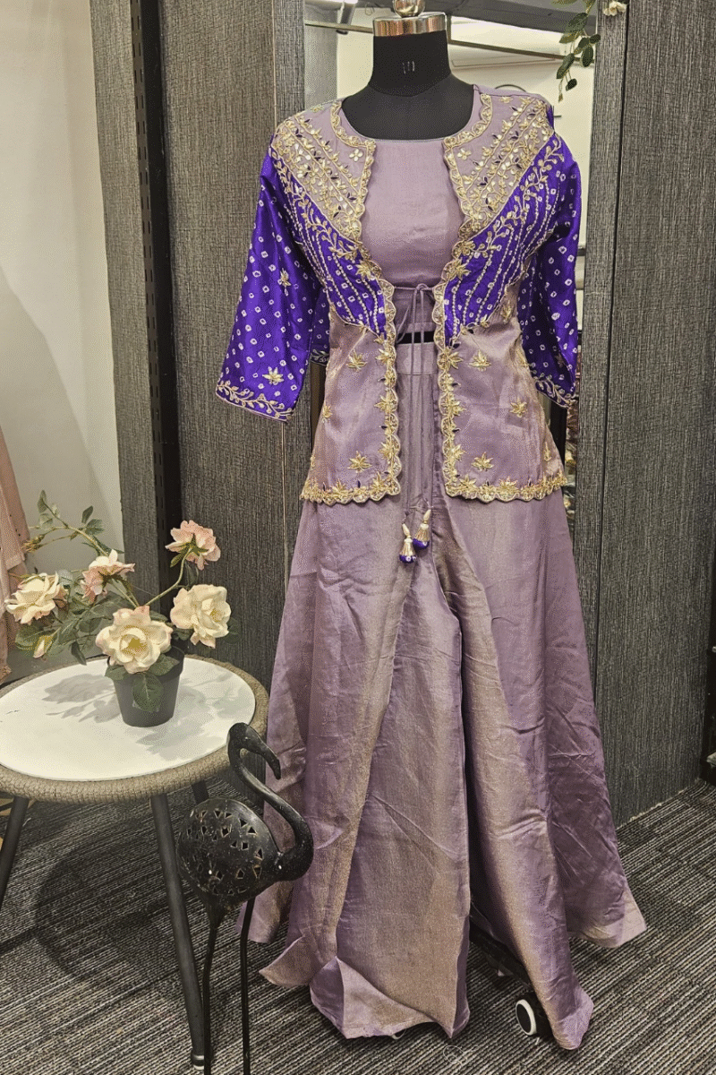 Jacket Set With Traditional Gotta And Pearl Work