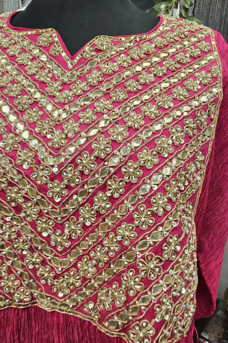 Crushed Kurti Set Handcrafted With Gotta And Pearl Work - Image 3