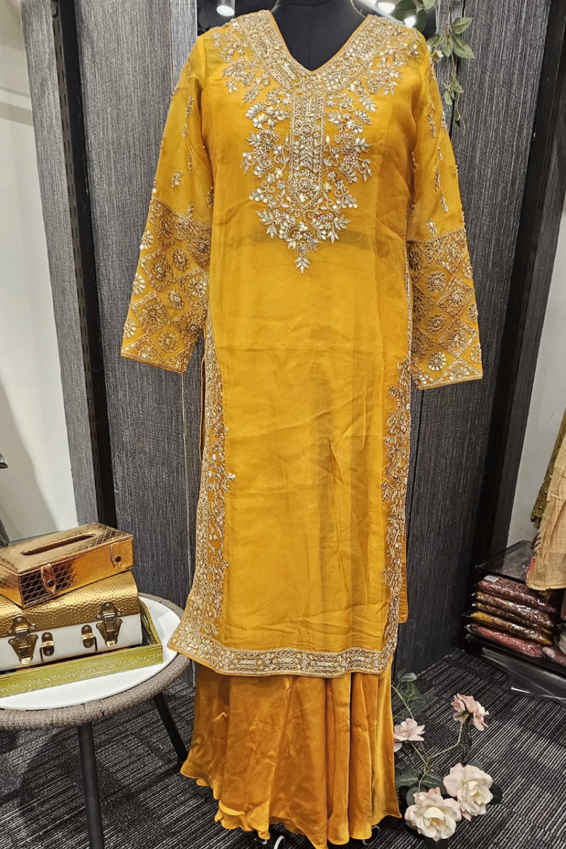 Heavy Handworked Kurta With Plazzo - Image 2