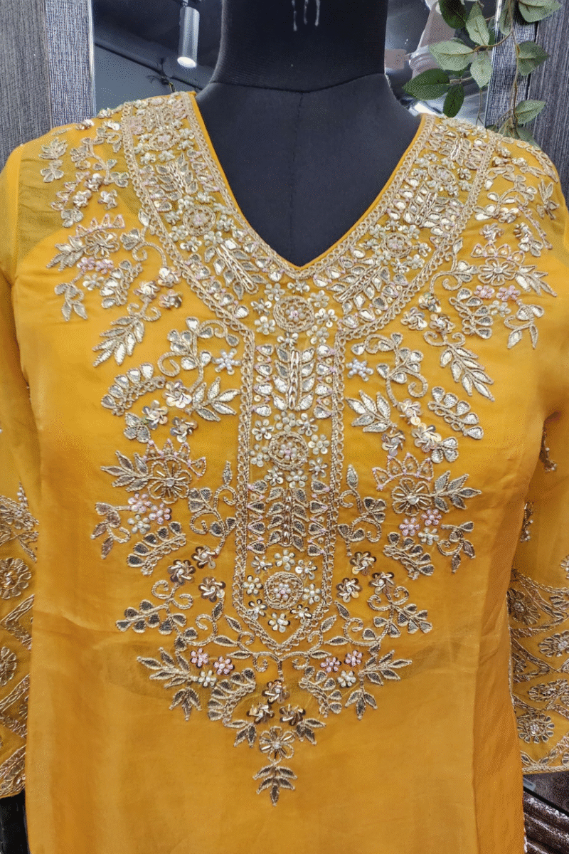 Heavy Handworked Kurta With Plazzo - Image 3