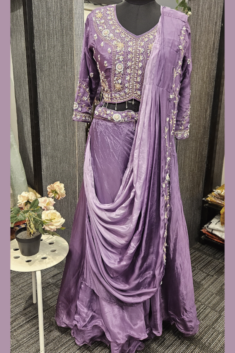 Purple Ghaghra Set With Handwork