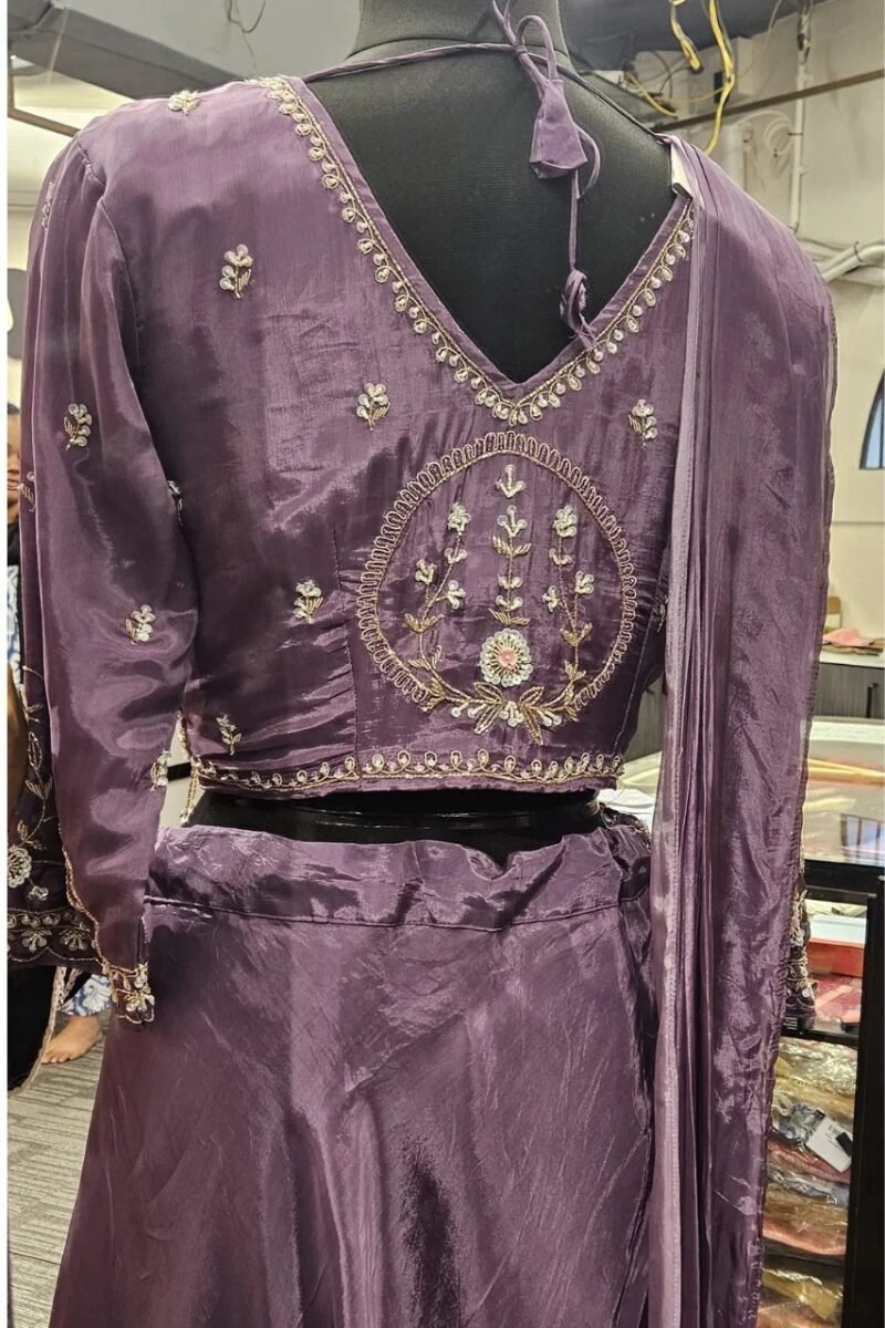 Purple Ghaghra Set With Handwork - Image 3