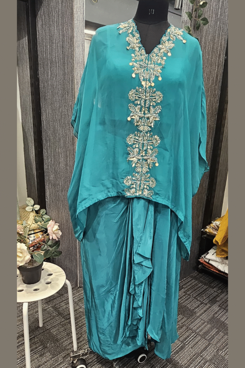 Handworked Poncho With Drape Skirt