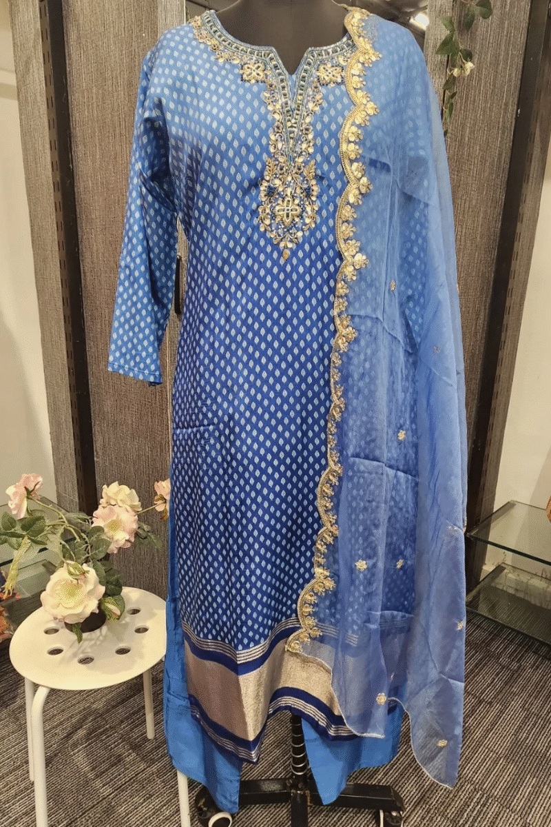 Rich Silk Kurta Set With Handwork