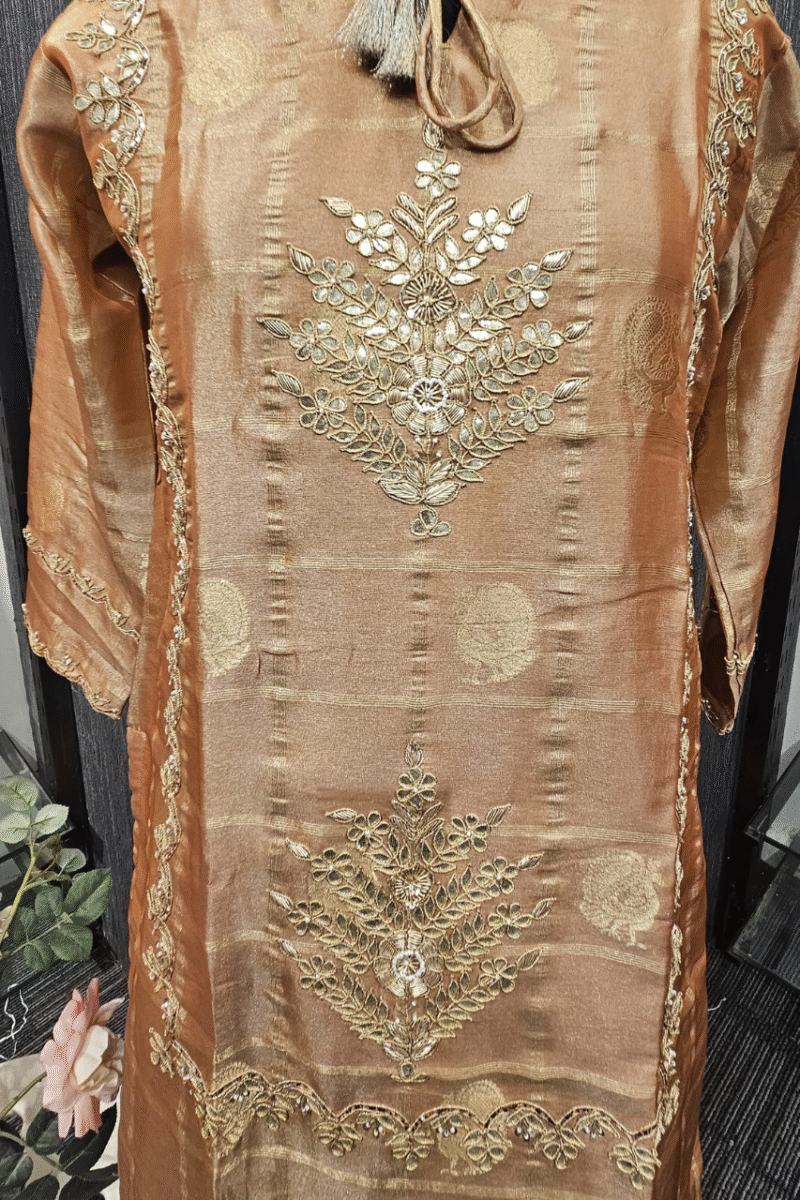 Banarasi Kurti Plazzo Set With Gotta work - Image 5