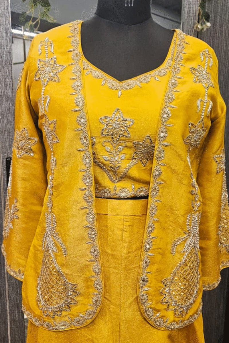 Indowestern Jacket Set With Handwork - Image 3