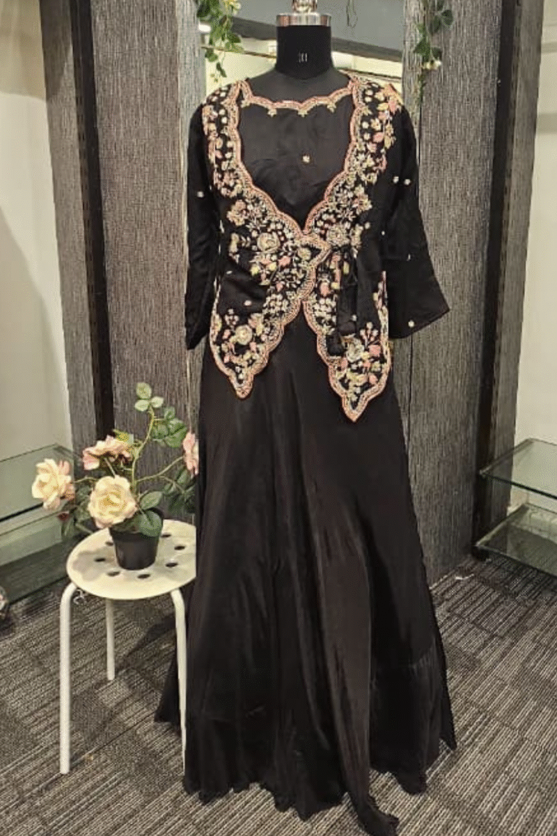 Black Kurta Plazzo Set With Handwork