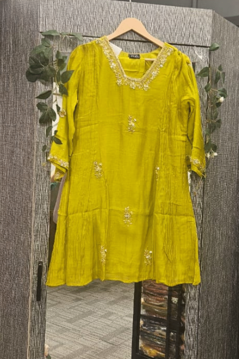 Premium Mal Chanderi Cord Set With Handwork - Image 5
