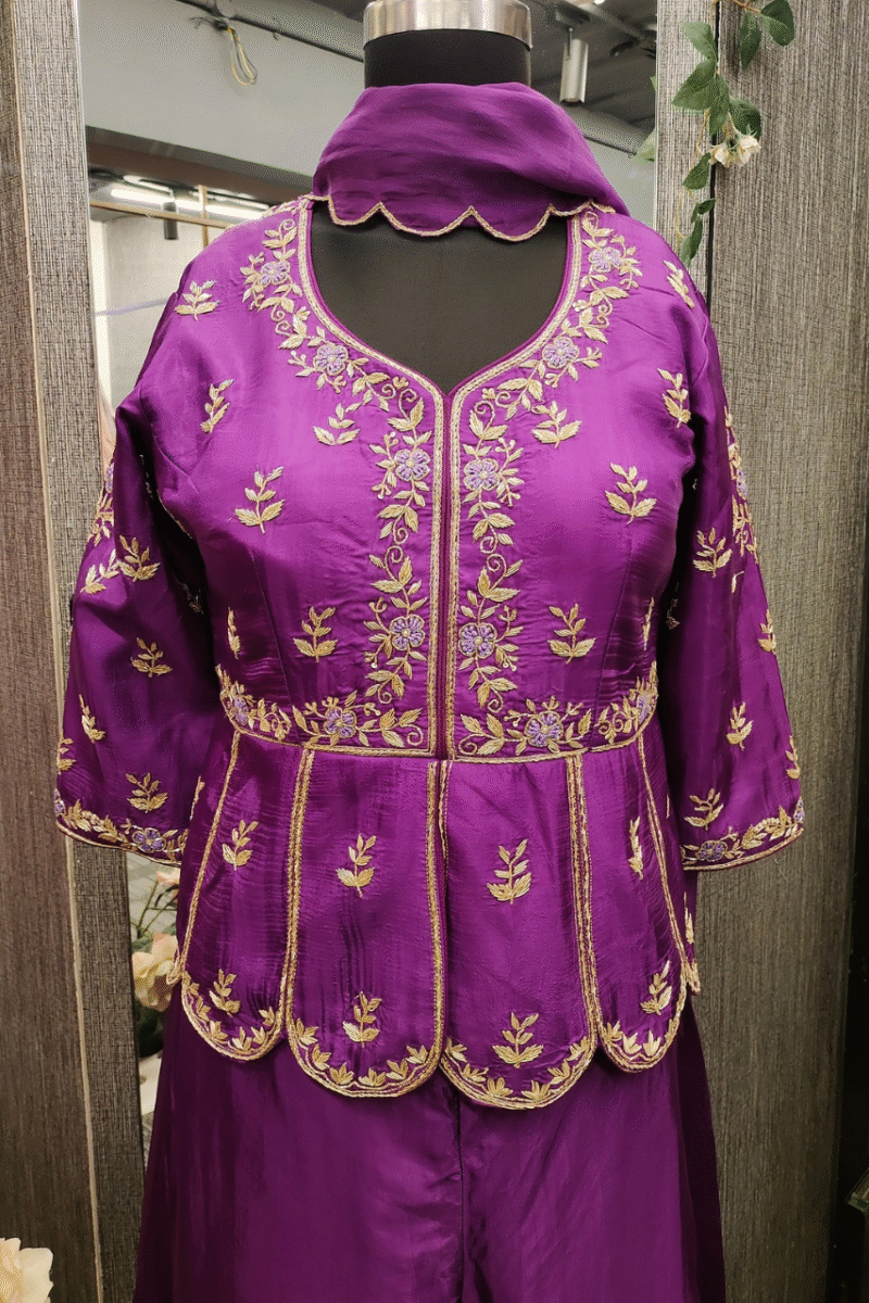 Classy Silk Cord Set With Handwork - Image 2