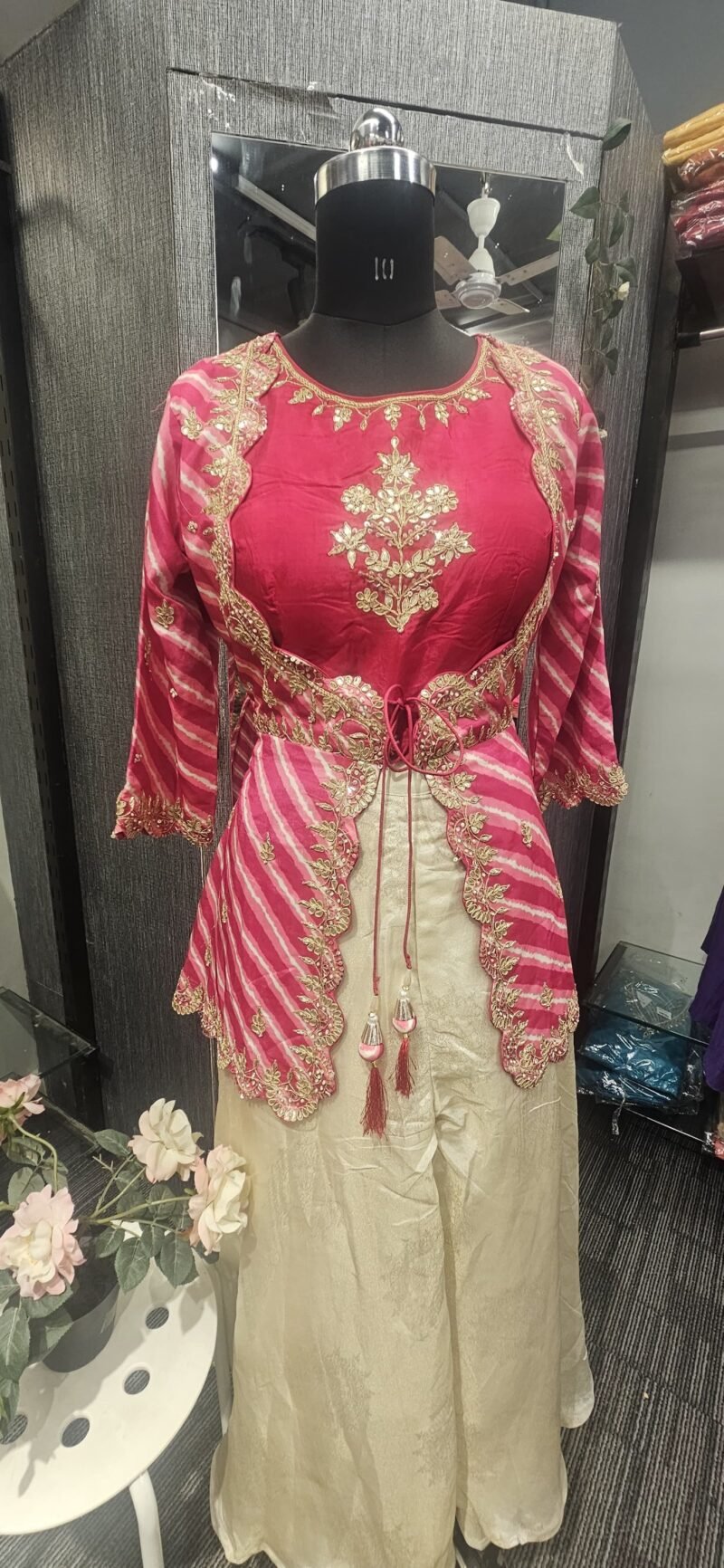 Lehriya Peplum Set With Traditional Gotta And Pearl Work - Image 2