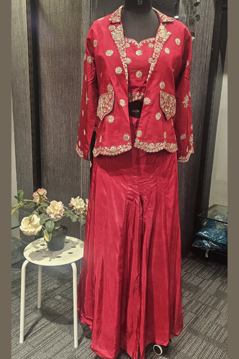Premium Crepe Silk Cord Set With Pitha Work