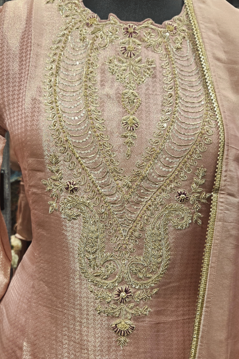 Banarasi Kurti Plazzo Set With Handwork - Image 2